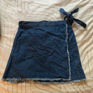Madewell denim wrap mini skirt